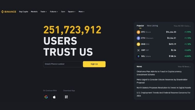 Creating a binance account