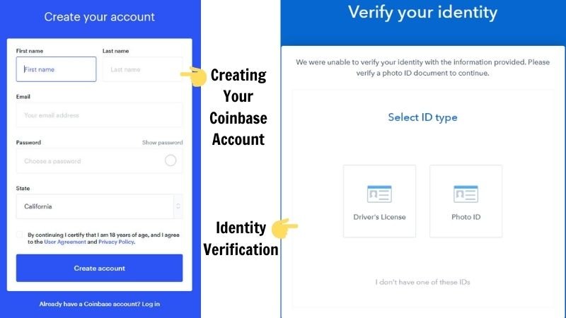 Step-by-step instructions to create a Coinbase account