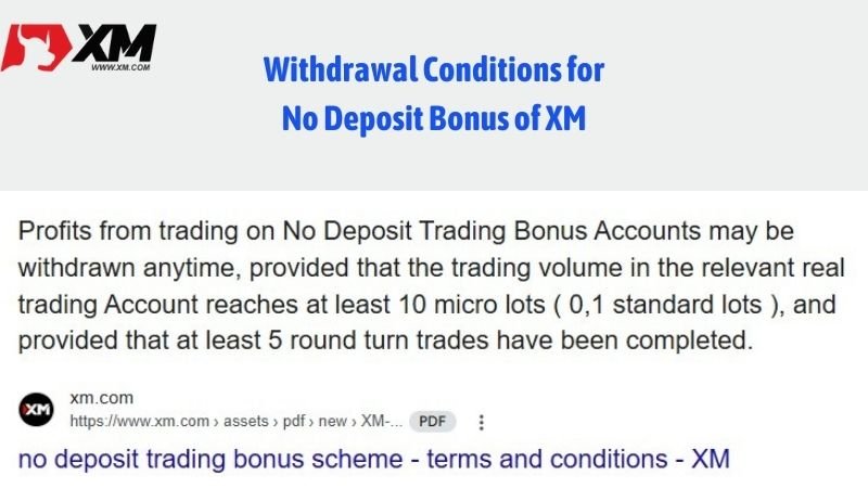 Withdrawal Conditions for No Deposit Bonus of XM
