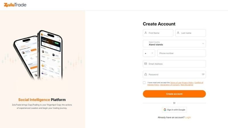 Zulutrade review Create account
