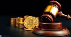 Judge's gavel and Bitcoin coins symbolizing global cryptocurrency regulations and legal policies in digital asset trading