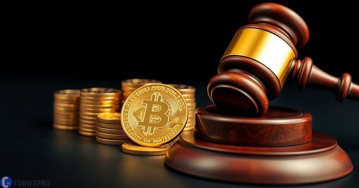Judge's gavel and Bitcoin coins symbolizing global cryptocurrency regulations and legal policies in digital asset trading