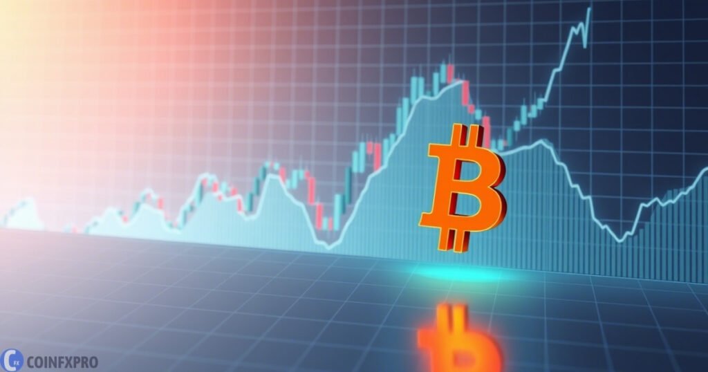 Conceptual image of a stock chart merging with a cryptocurrency logo, representing the concept of crypto stocks